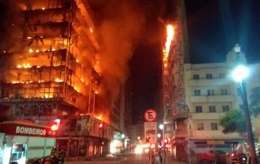 Spektakularny pożar wieżowca w Sao Paulo. Jest wiele ofiar