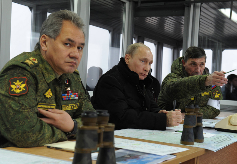 Minister obrony Rosji Siergiej Szojgu i prezydent Rosji Władimir Putin, 2014 r.