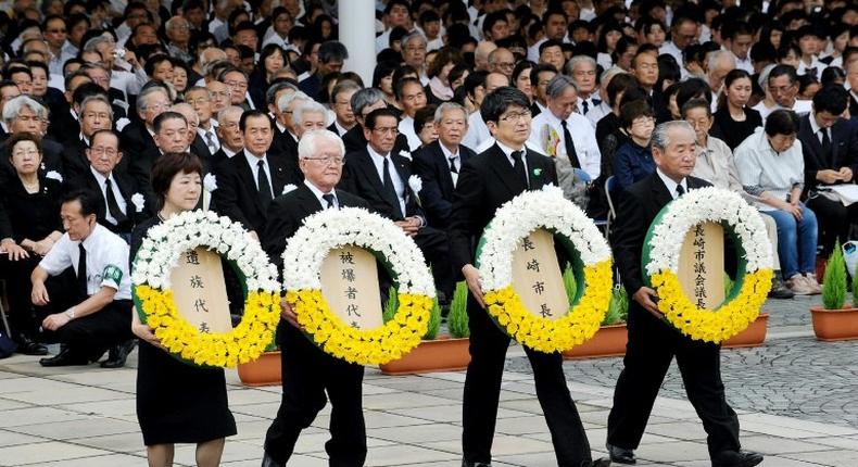 Thousands of people, including ageing survivors and relatives of victims, observed a minute's silence in Nagasaki at 11:02 am, the exact moment that the blast struck on August 9, 1945 in the closing days of World War II