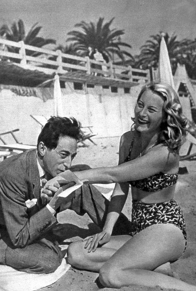 Michele Morgan i Jean Cocteau na Festiwalu Filmowych w Cannes w 1946 r.