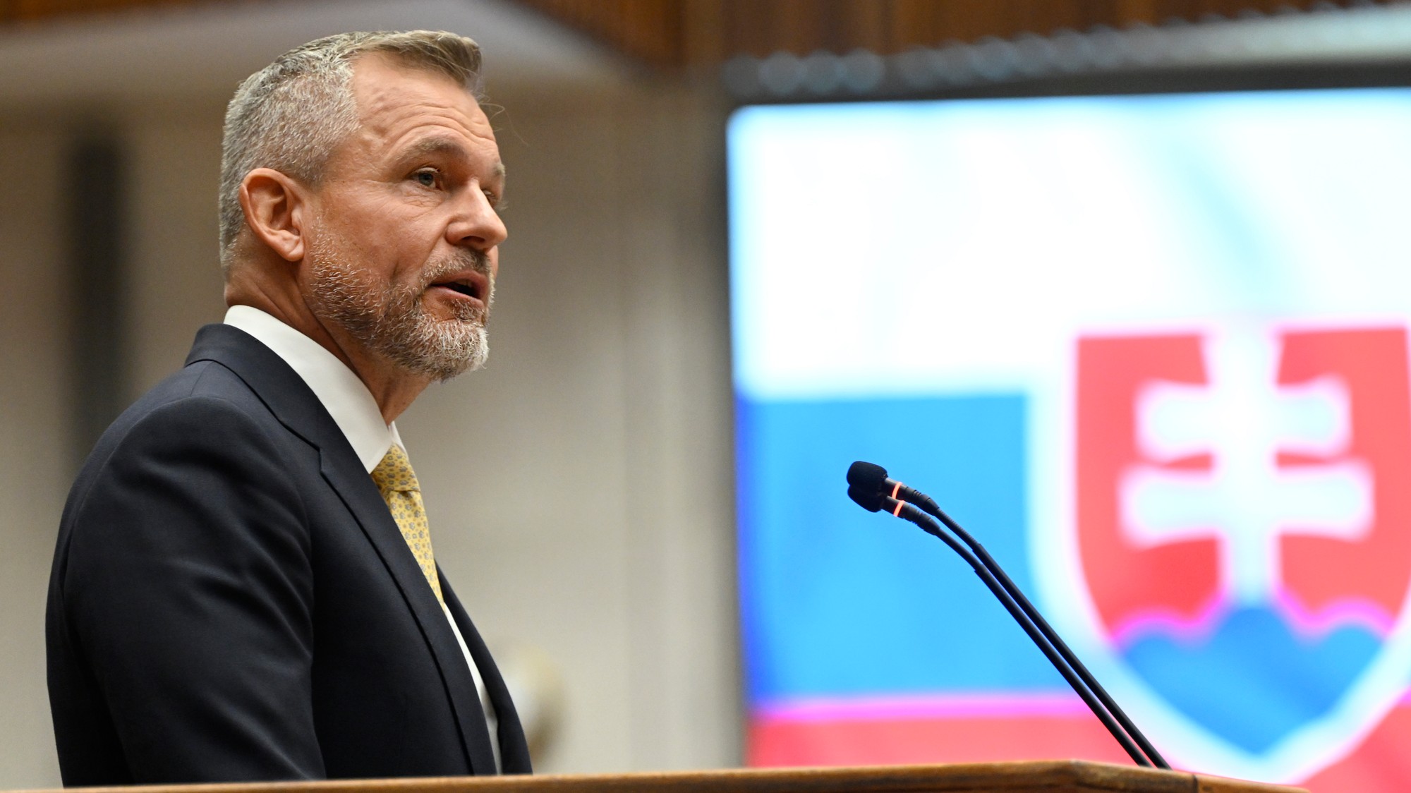Prezident SR Peter Pellegrini počas vystúpenia v NR SR.