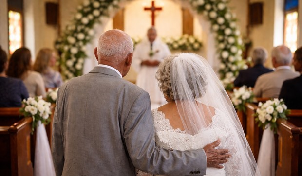 Stariji par pred oltarom