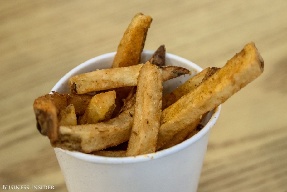 It's the same with the fries. Sizes run from small to large, but large should be named "massive." Often the cup will be filled to the top brimming with fries, only to have another scoop of fries thrown in the bag. Of course, this isn't bad. They're amazing — I recommend the spicy and savory "Cajun style."