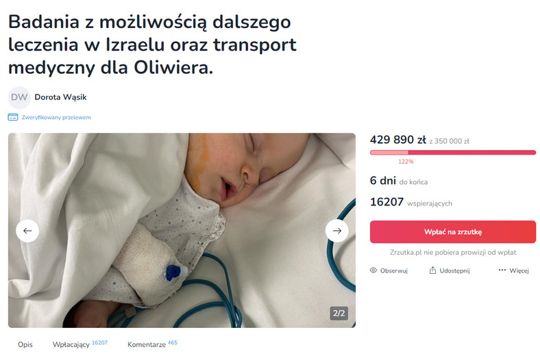 Zrzutka na leczenie Oliwiera