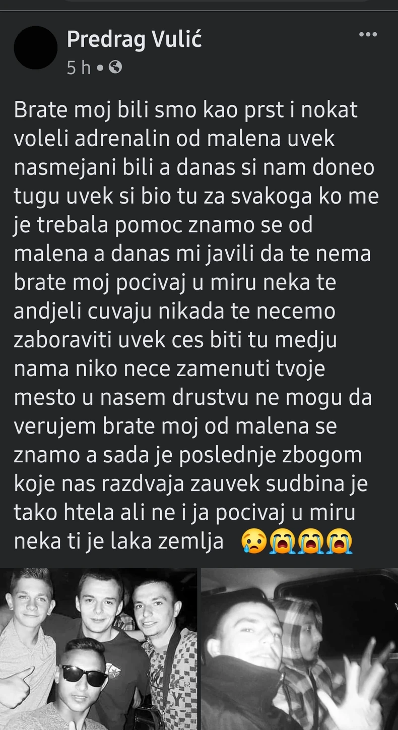 Prijatelji se opraštaju od poginulog mladića