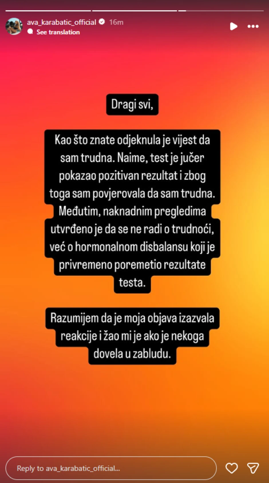 Objava Ave Karabatić