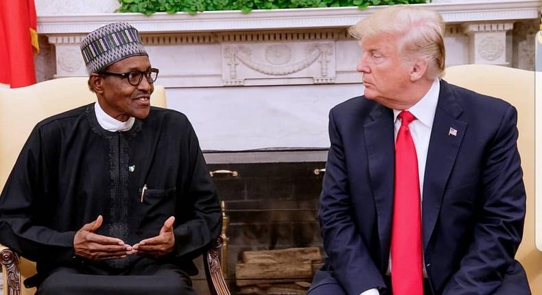 President Muhammadu Buhari and President Donald Trump at a bilateral meeting in the White House on April 30, 2018 [Twitter/@MBuhari]