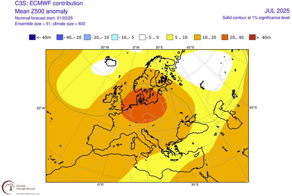 Najtoplije anomalije se očekuju u jugoistočnoj i centralnoj Evropi