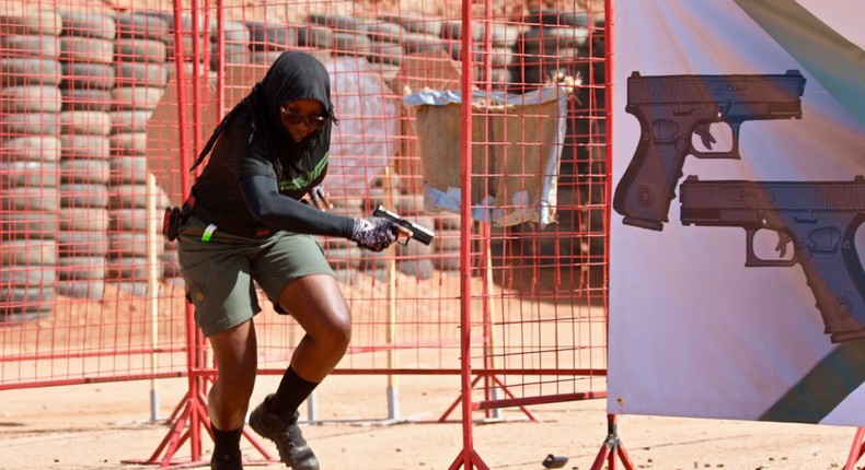 Agnes Muchiri during the  Kenya Sports Shooting Championship. 