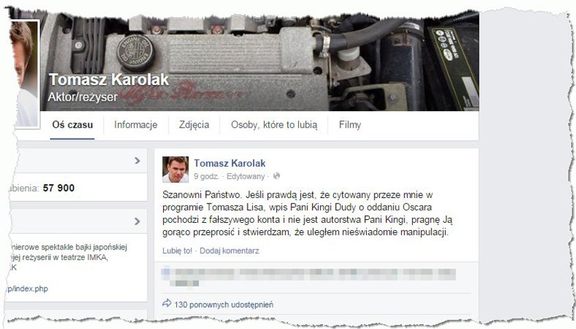 Kompromitacja Tomasza Karolaka: Oskarżył córkę Dudy o...