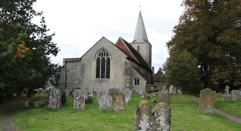 The graveyard at the Church of St Nicholas in the English village of Pluckley, where the ghosts of the White Lady and Red Lady are thought to reside