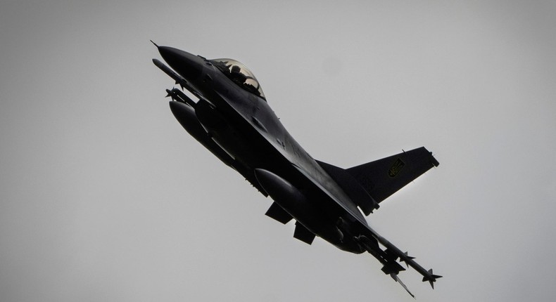 Ukrainian Air Force's F-16 fighter jet flies in an undisclosed location in Ukraine in August 2024.AP Photo/Efrem Lukatsky, File