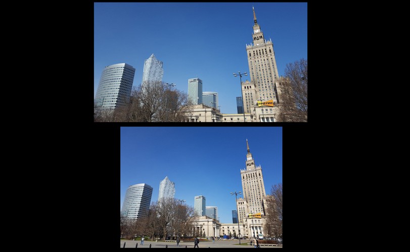 Na górze zdjęcie zrobione aparatem w telefonie Samsung Galaxy S6, na dole - S7