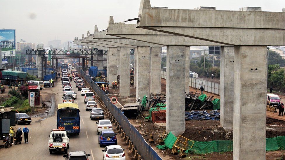 Ongoing construction of Nairobi Expressway (BBC)