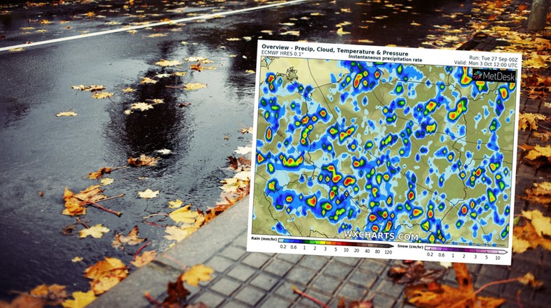 Jesień będzie nam pokazywała coraz gorsze oblicze (mapa: wxcharts.com)