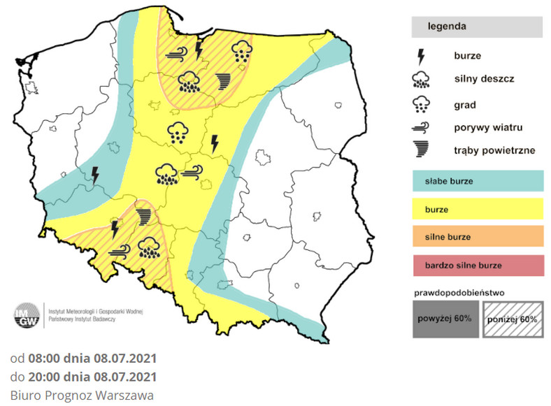 Prognoza burz na czwartek (IMGW)