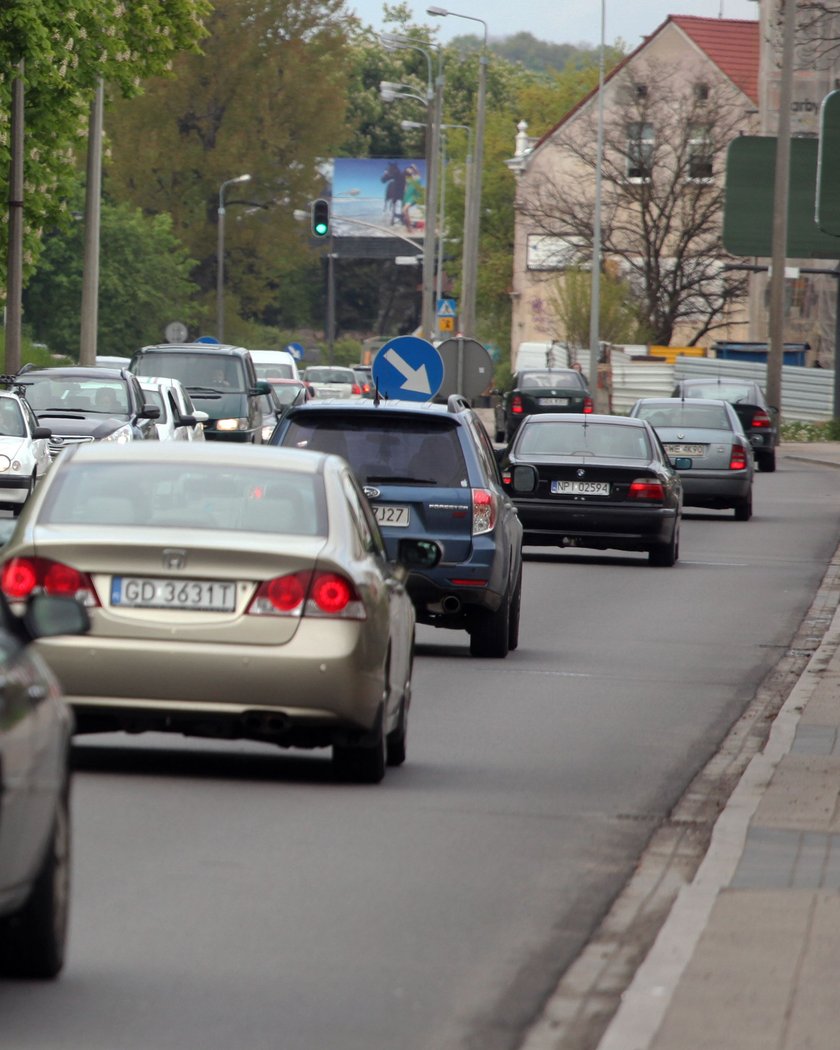 Korki na Trakcie św. Wojciecha w Gdańsku