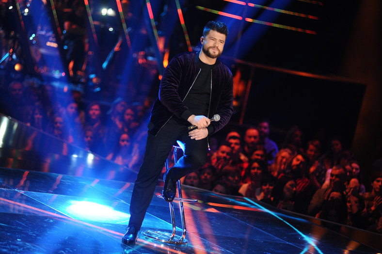 Marcin Sójka na planie programu "The Voice of Poland" (2018)