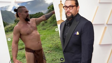 Jason Momoa zapozował niemalże nago. "Właściwie nie lubię już nosić ubrań"