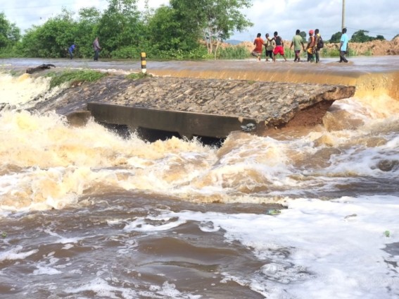 Accra-Winneba Highway collapses at Okyereko after contractor diverts river