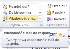 MS Outlook 2010 – nowy moduł Szybkie kroki