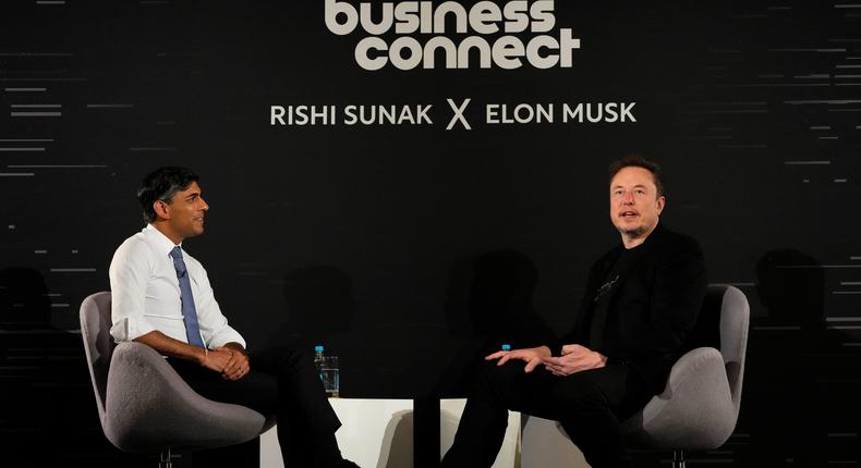 Rishi Sunak and Elon Musk talked about risks and benefits at the close of the UK's AI Safety Summit on Thursday.WPA Pool