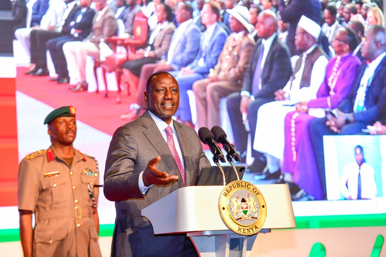 President William Ruto speaking during the commemoration of the Data Protection Day at the Kenyatta International Convention Centre (KICC) on January 27, 2023