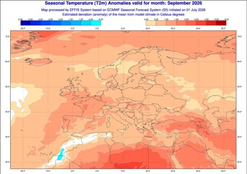 Anomalije srednje temperature u septembru