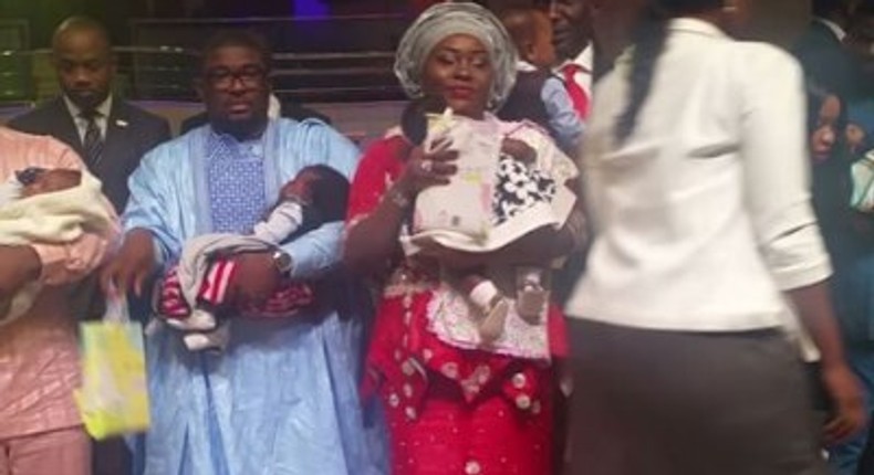 Emem Isong and hubby, Misodi Akama, dedicate twin babies, Jewel and Divina