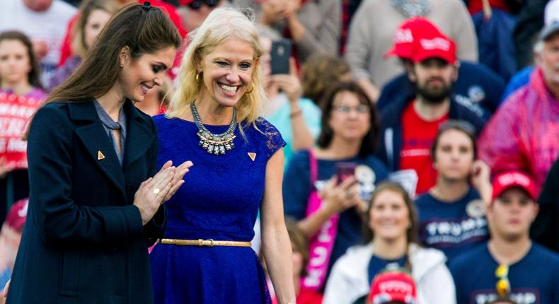 Former Trump White House senior staffers Hope Hicks and Kellyanne Conway