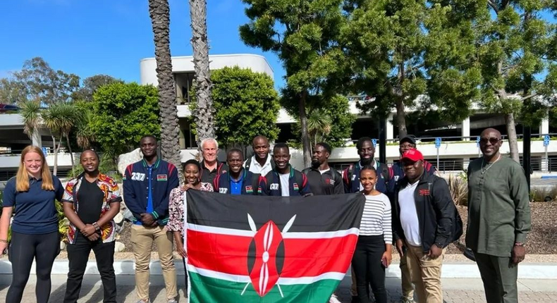 Newly appointed Consul-General to the Kenyan Embassy in Los Angeles Thomas Kwaka popular referred to as 'Big Ted' (far right) hosted the Kenya men's sevens team, Shujaa for a luncheon on August 26.