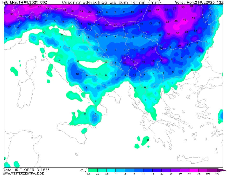 Velika količina padavina i pad temperature