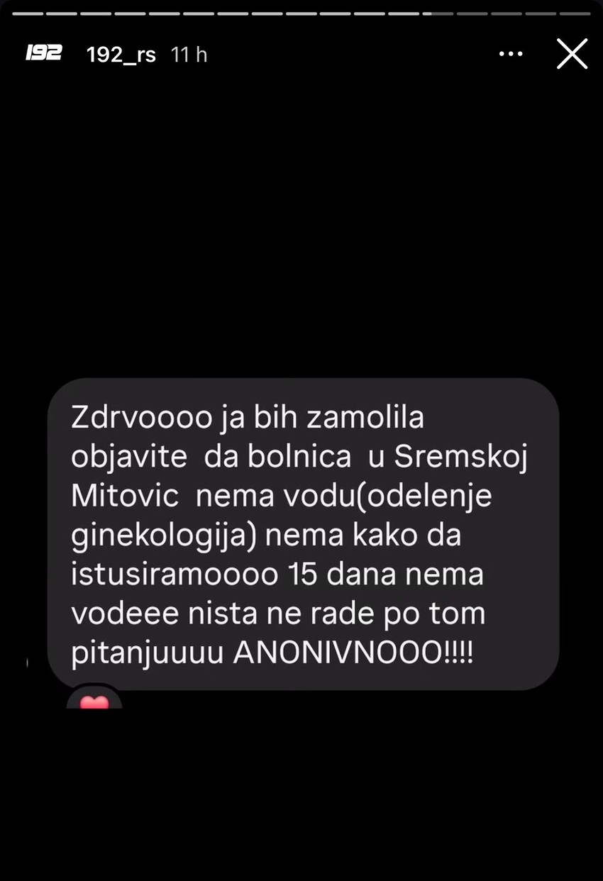 Opšta bolnica Sremska Mitrovica 15 dana bez vode