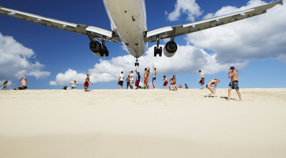 Sint Maarten - lądowanie nad plażą Maho