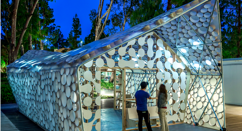 There's now a huge market in California for affordable, pre-fabricated backyard homes. Pictured: CityLAB-UCLA and Kevin Daly Architects designed this environmentally friendly ADU prototype called the Backyard BI(h)OME.