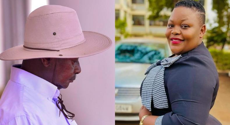 A collage of President Yoweri Museveni and Catherine Kusasira