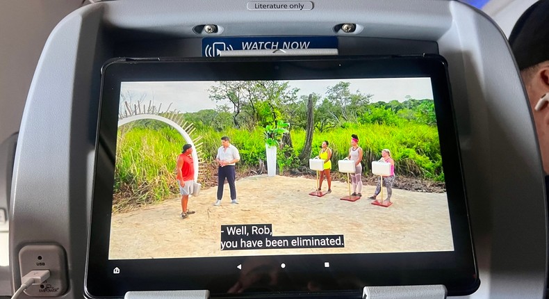 And I'll admit that I prefer American's tablet holder over Delta's TV screen.