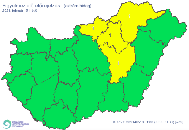 Még mindig extrém hideg lesz hétfőn, már riasztást is kiadtak / Fotó: met.hu