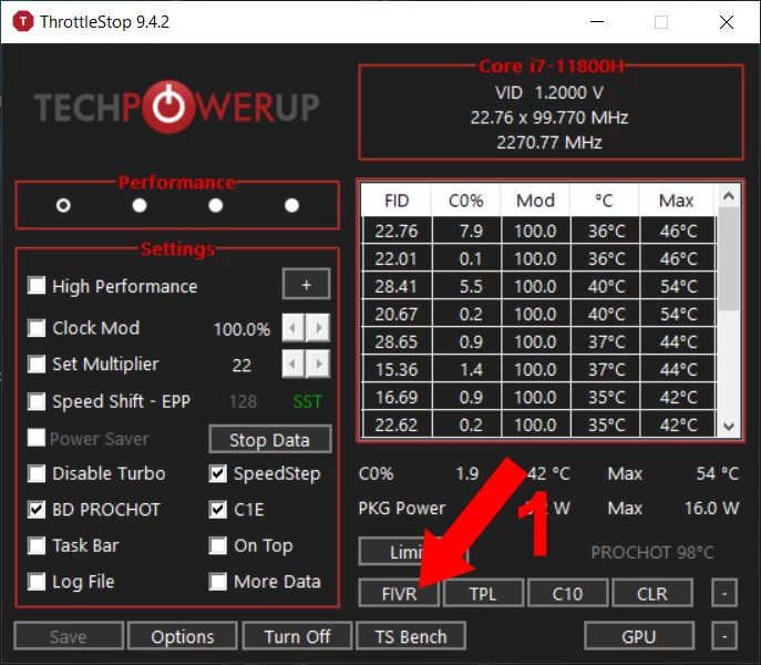 ThrottleStop – obniżenie offsetu napięcia