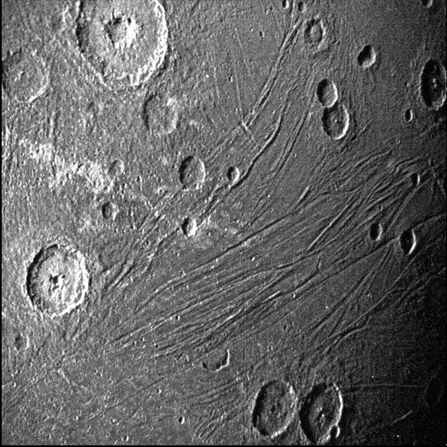 To czarno-białe zdjęcie satelity Jowisza zostało wykonane przez kamerę nawigacyjną Stellar Reference Unit podczas przelotu sondy Juno obok księżyca, jaki miał miejsce 7 czerwca 2021 r.