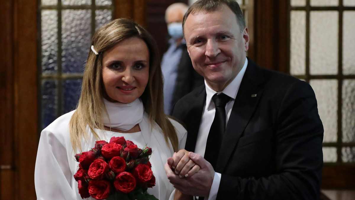 Jacek i Joanna Kurscy wzięli ślub kościelny. Wśród gości prezes Kaczyński