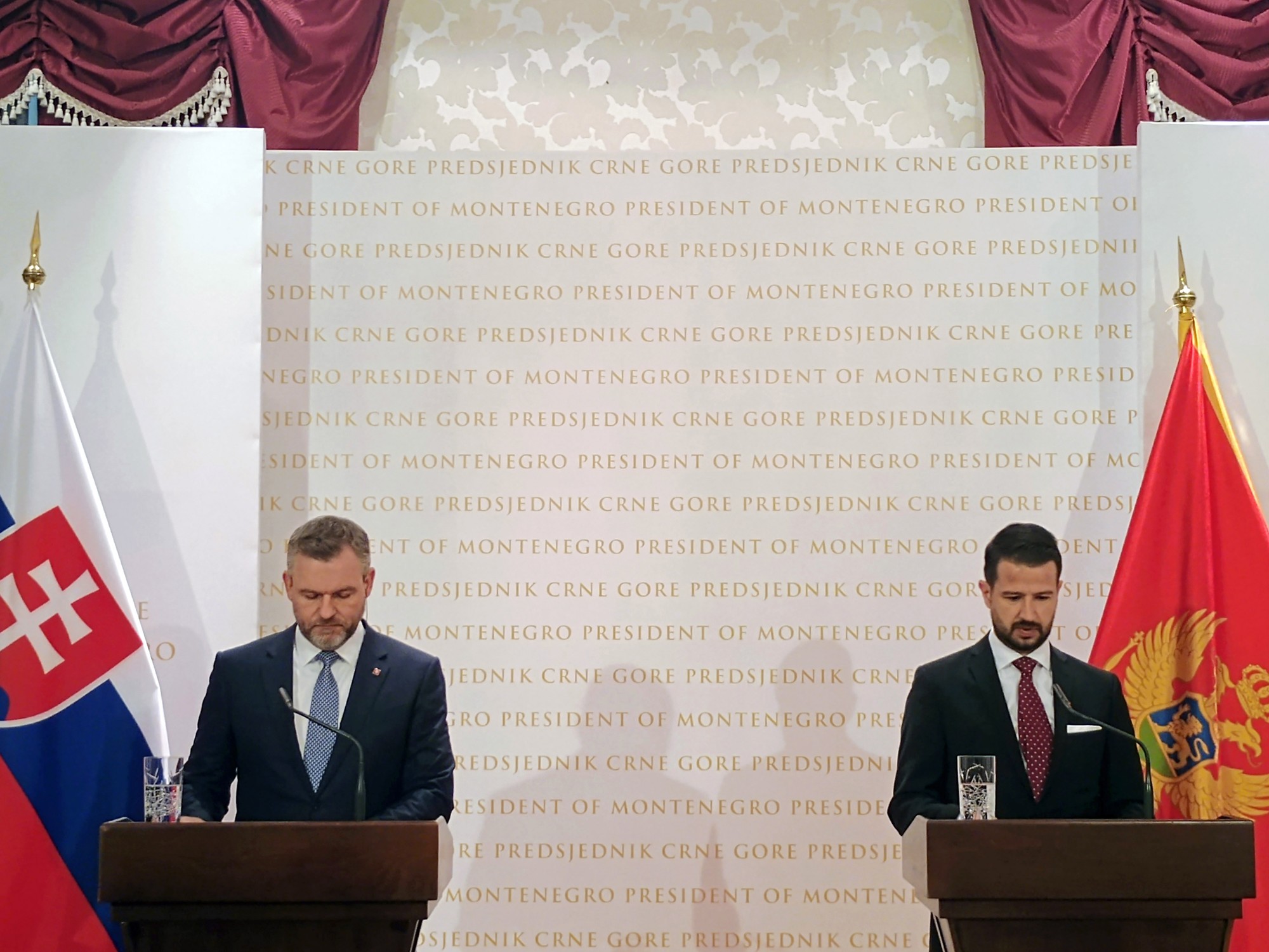 Prezident SR Peter Pellegrini a prezident Čiernej Hory Jakov Milatovič.