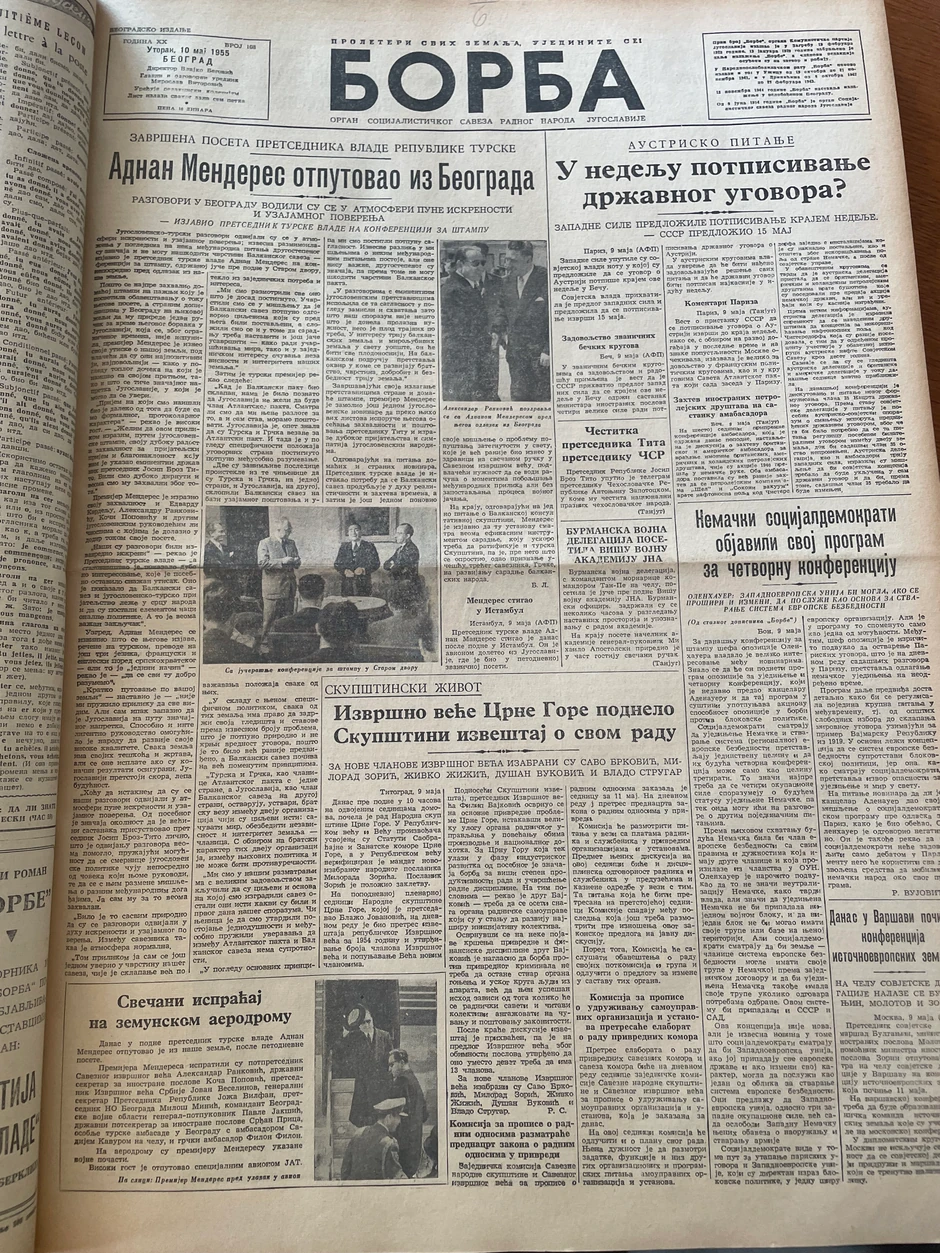 "Borba" 10. maja 1955.