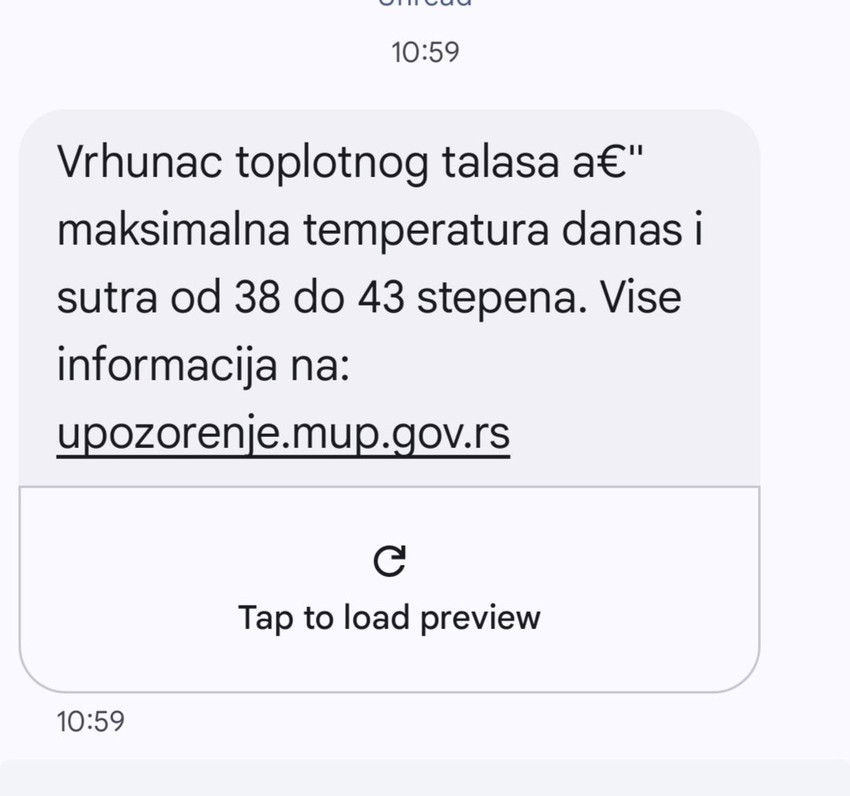 Upozorenje MUP-a na toplotni talas