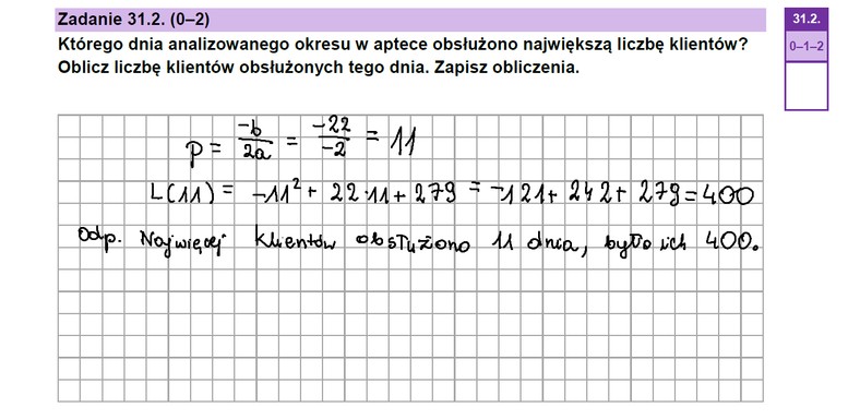 Matura 2023. Matematyka — poziom podstawowy. Zadanie 31.2.