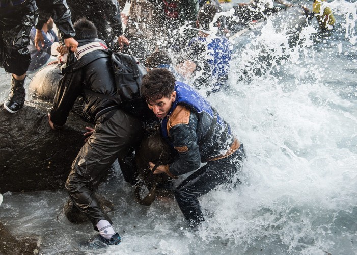 Uchodźcy z Afganistanu u wybrzeży wyspy Lesbos