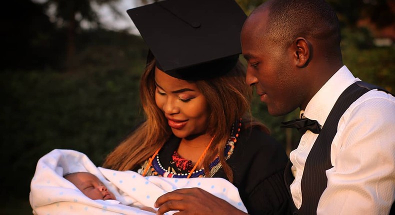 Stephen Letoo with his baby mama Winnie Nadupoi