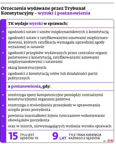 Orzeczenia wydawane przez Trybunał Konstytucyjny – wyroki i postępowania