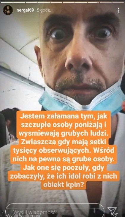 Adam "Nergal" Darski naśmiewa się z otyłej osoby w samolocie/Fot. Instagram/majastasko