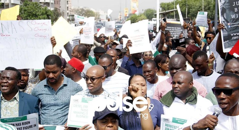 Nigerians protest Buhari's policies in Abuja